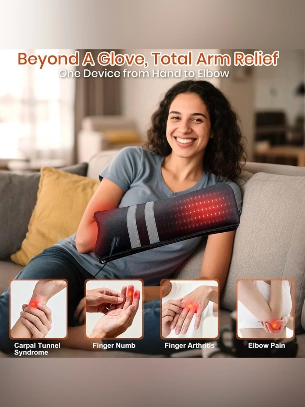 Red Light Therapy Glove for Hand & Wrist 150 LEDs Infrared Light Therapy for Fin